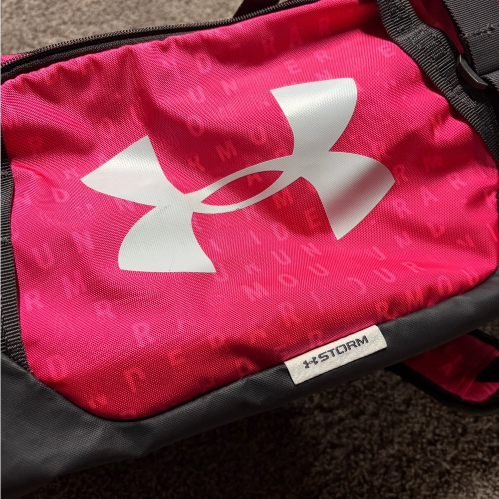 Under Armour Fuchsia and Charcoal Duffel Bag